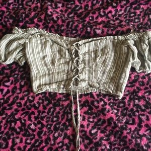 Aeropostale light green off the shoulder size s crop top